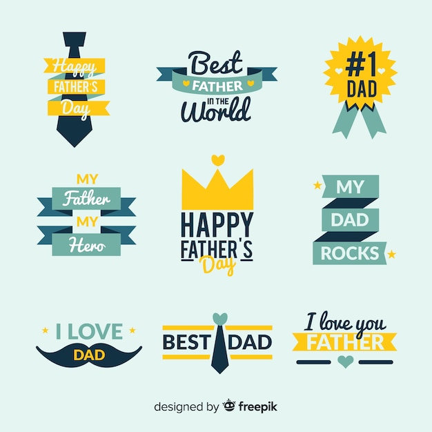 Free Vector father's day label collection