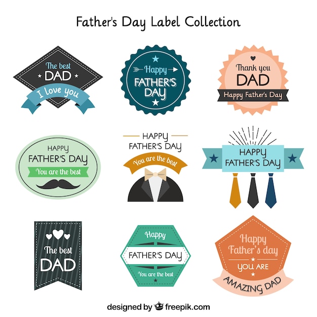 Father's day labels collection in flat style