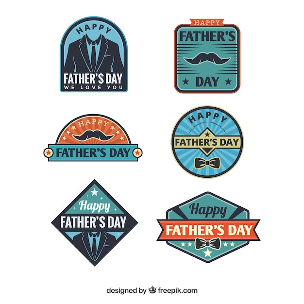 Free Vector father's day labels collection with different elements