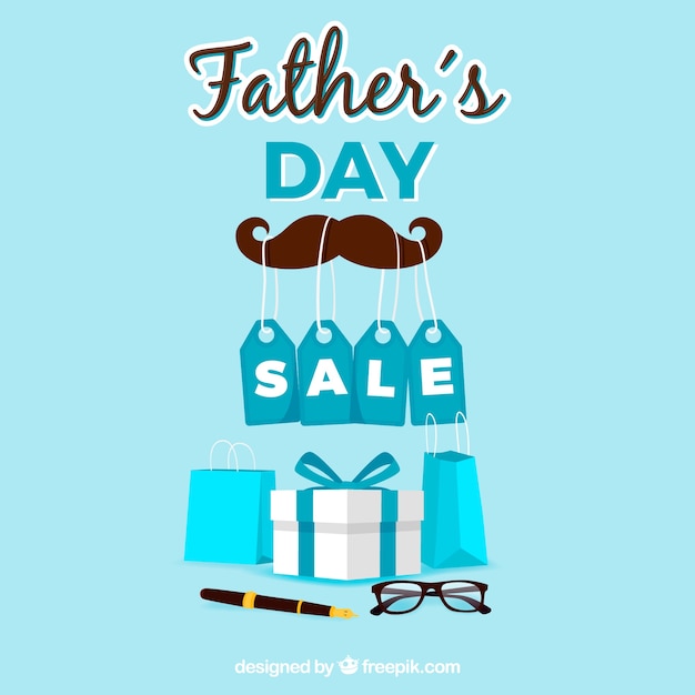 Free Vector father's day sale background with presents