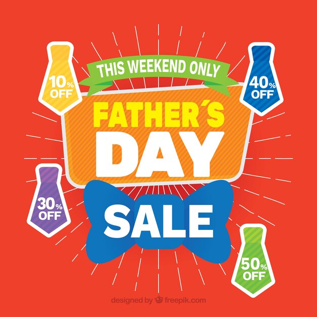 Father's day sale template with colorful ties