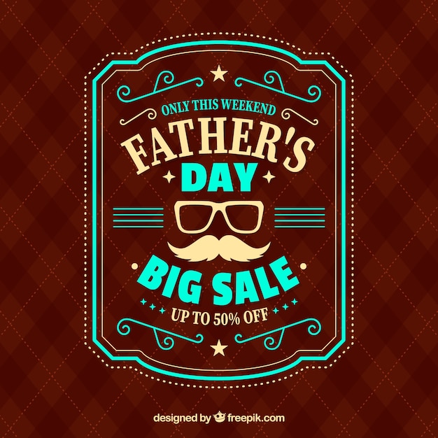 Free Vector father's day sale template with red pattern