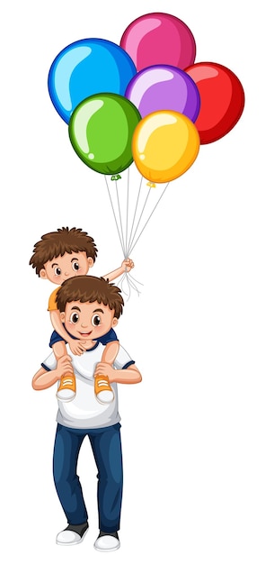 Free Vector father and son holding balloons