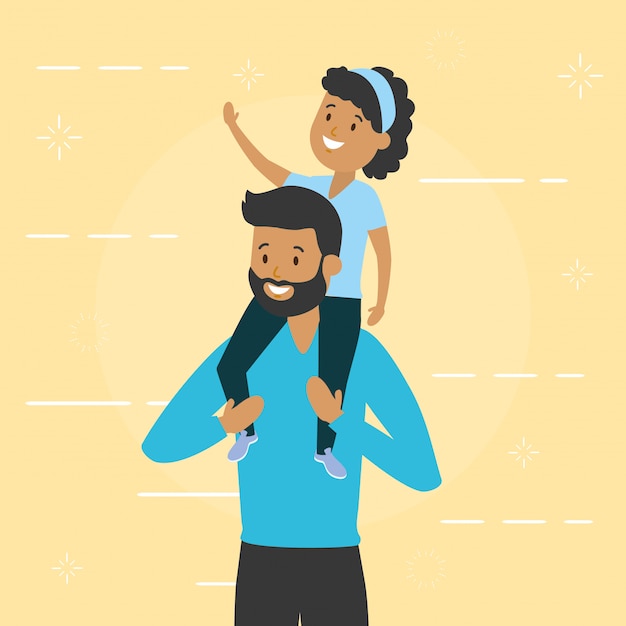 Free Vector father with little daughter