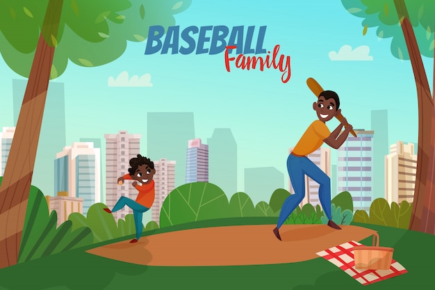 Free Vector fatherhood baseball illustration