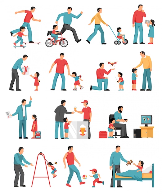 Free Vector fatherhood colored set