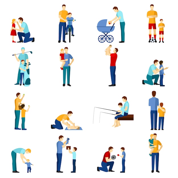 Fatherhood icons set