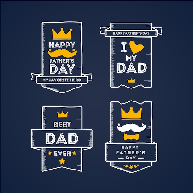 Free vector fathers day label collection drawing