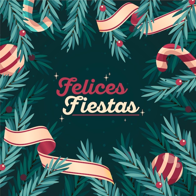 Felices fiestas with tree branches