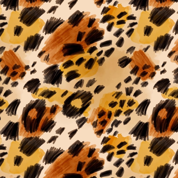 Free vector feline animal print watercolor seamless pattern