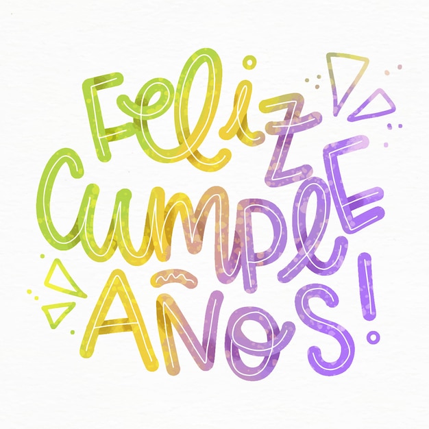 Feliz cumpleaños lettering with triangles