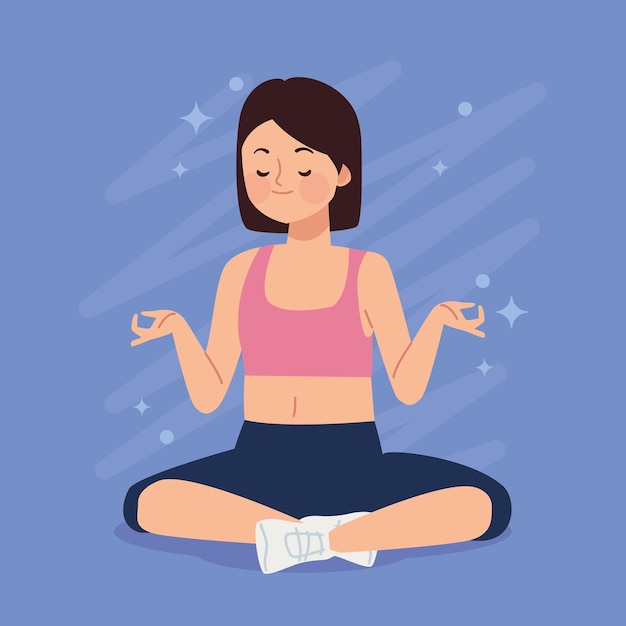 Free Vector female athlete practicing yoga