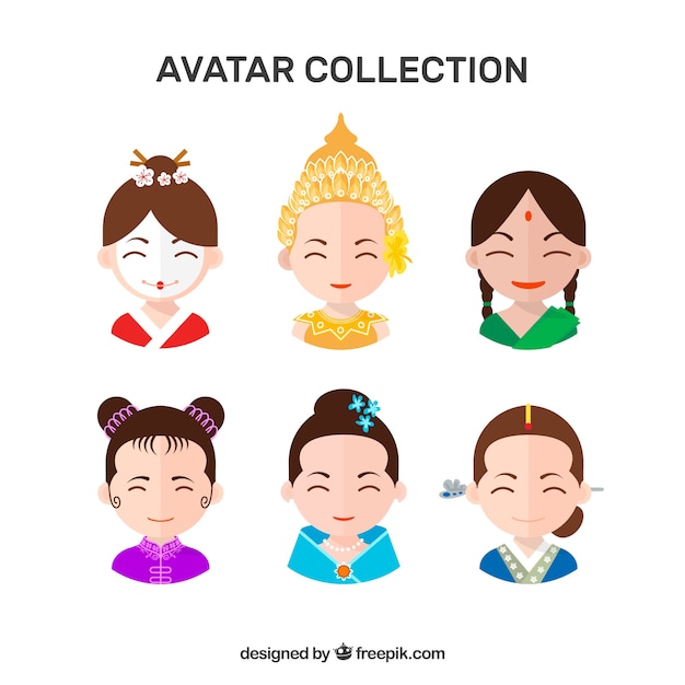 Female avatars with ethnic style