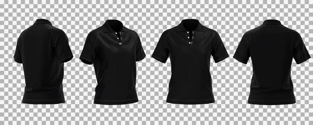 female black polo shirt mockup in different view