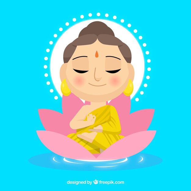 Female budha with flat design