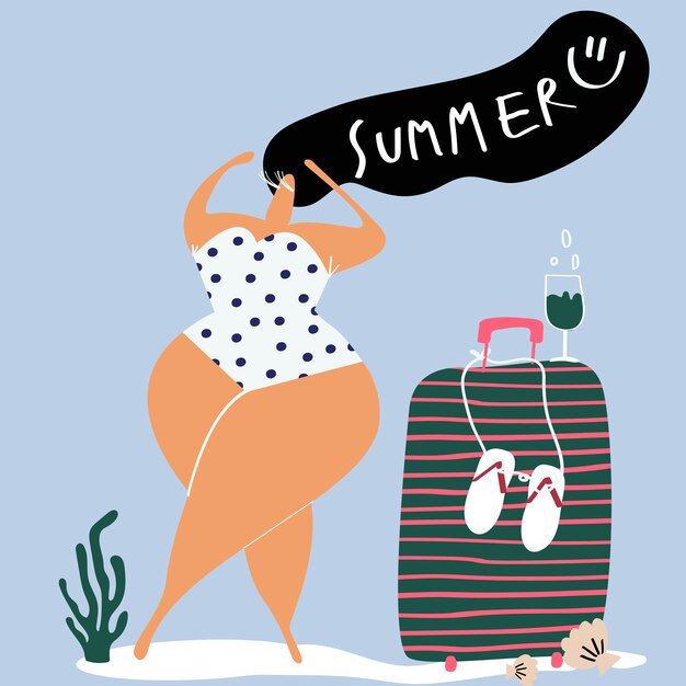 Female character enjoying the summertime vector