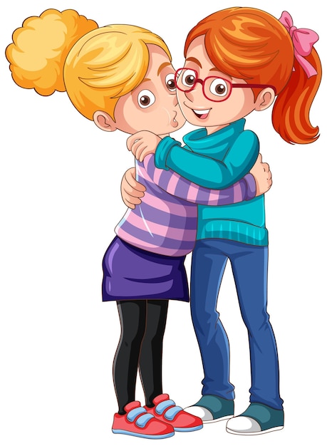 Free Vector female couple hugging cartoon character