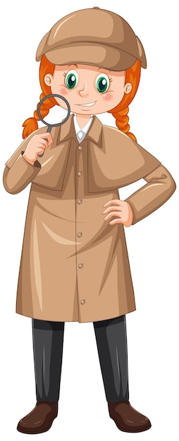 Free Vector female detective wearing brown overcoat and hat