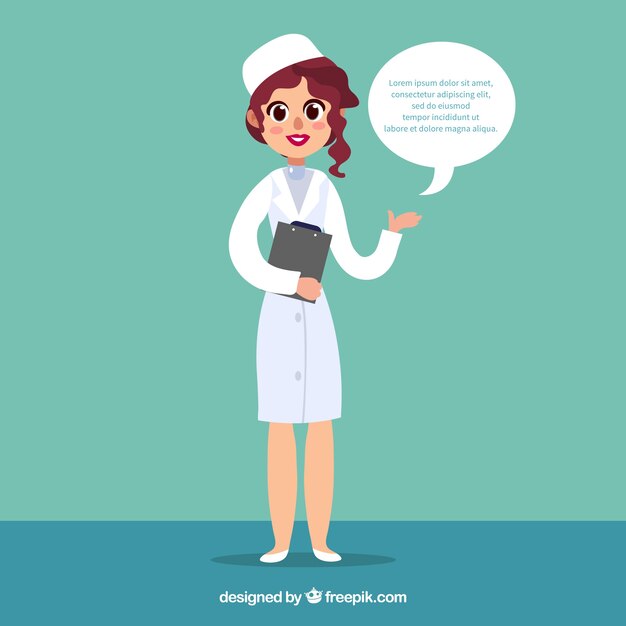 Female doctor with clipboard talking