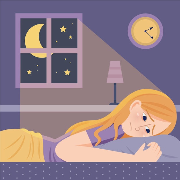 Female experiencing insomnia concept