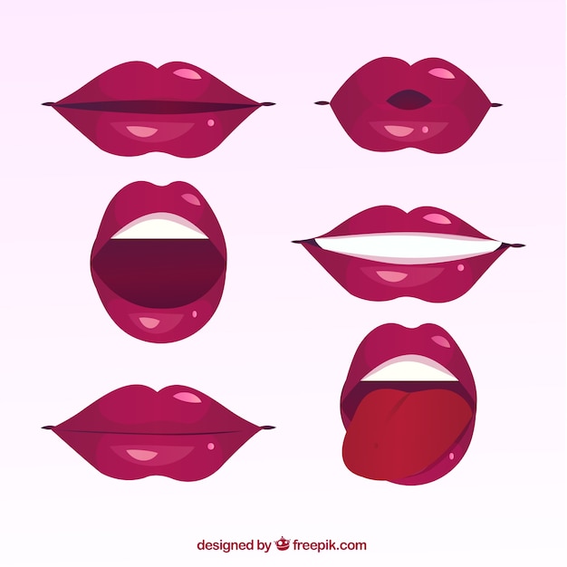 Female lips collection with 2d style