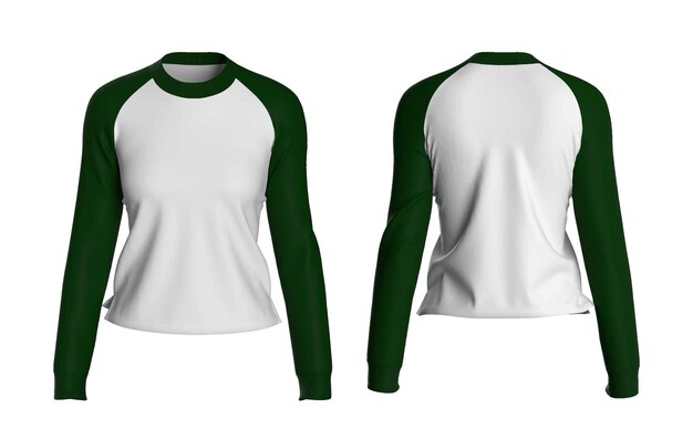 Free Vector female long sleeve t-shirt front and back mock-up template