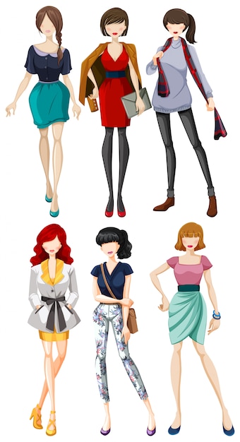 Free Vector female models wearing fashionable clothes