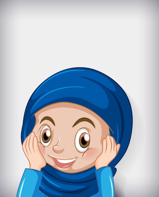 Female muslim cartoon on character colour gradient background