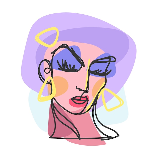 Female portrait in flat design art style