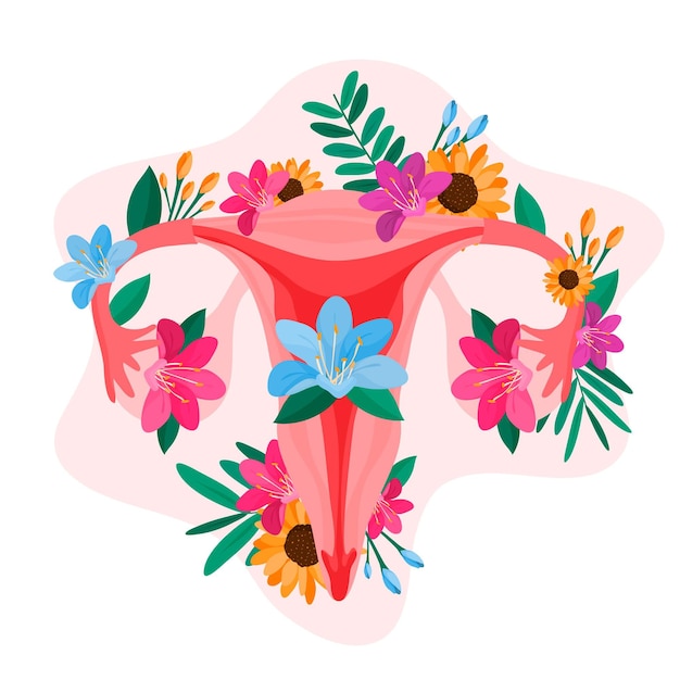 Female reproductive system with flowers