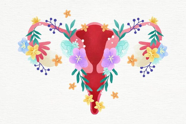 Female reproductive system with flowers