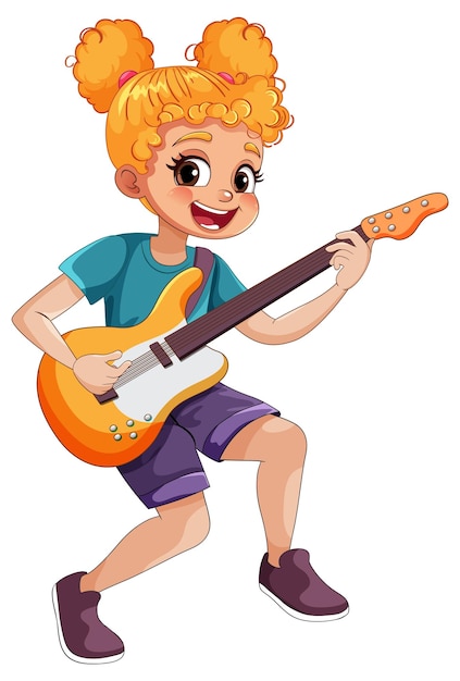 Free vector female rock musician playing bass