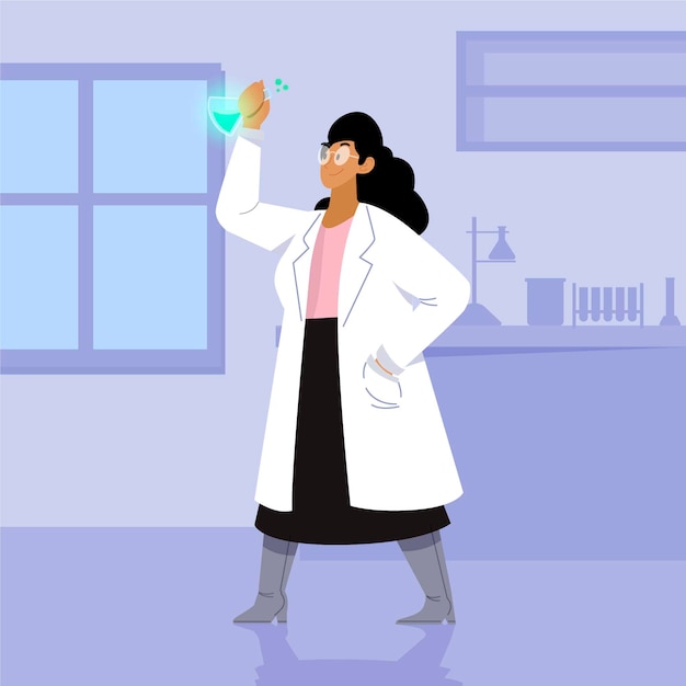 Free Vector female scientist colorful illustration