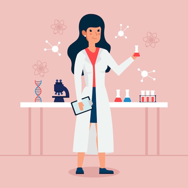 Female scientist illustration