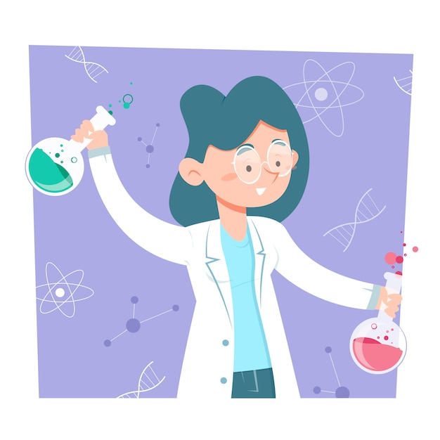 Female scientist mixing chemical potions