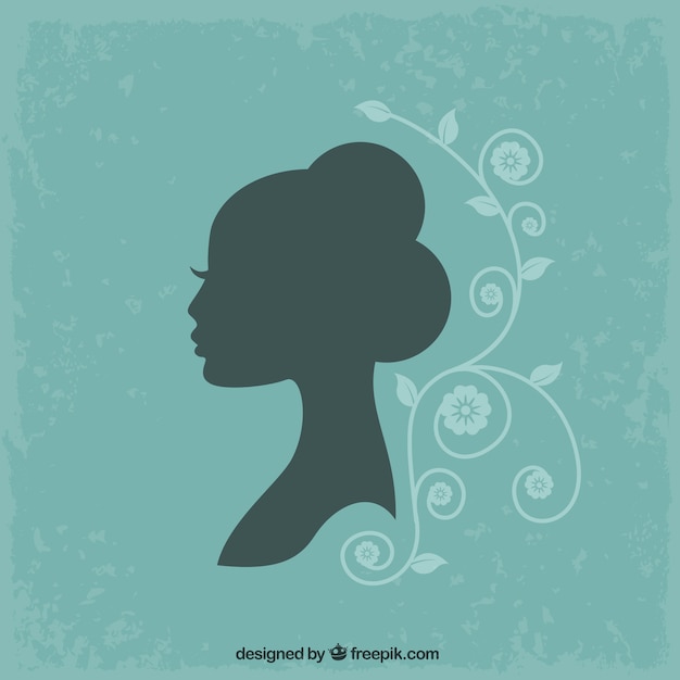 Free Vector female silhouette on turquoise background