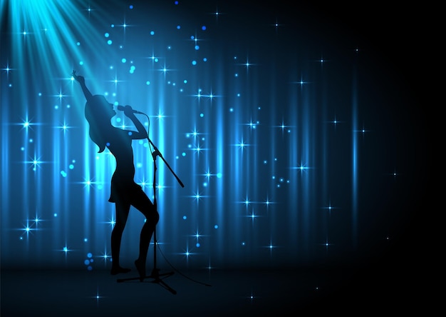 Free Vector female singer on a starry background