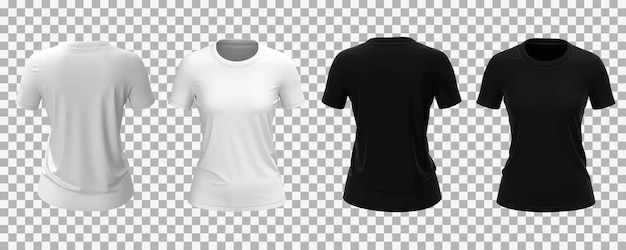 Free vector female white and black t-shirt collection