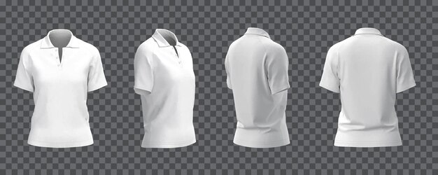 female white polo shirt mockup in different view