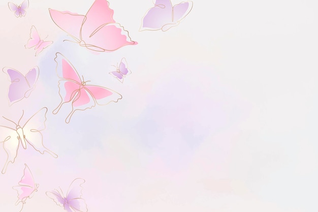 Free vector feminine butterfly background, pink border, vector animal illustration