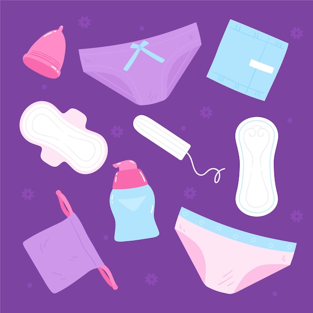 Free Vector feminine hygiene products set