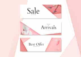 Free vector feminine shopping banner set