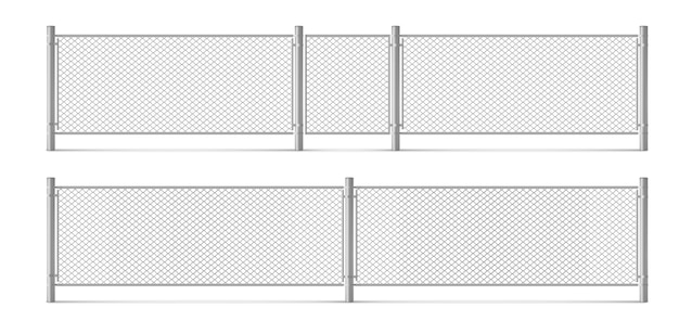 Free Vector fence mesh from wire metal grid with gate 3d