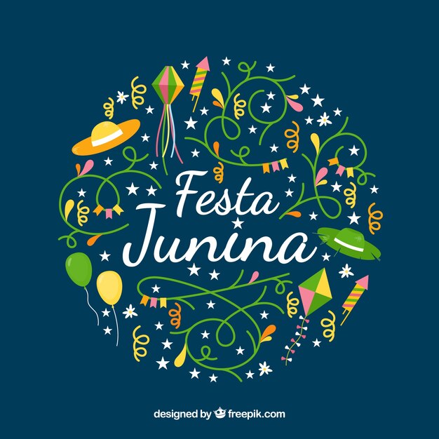 Festa junina background with flat and traditional elements