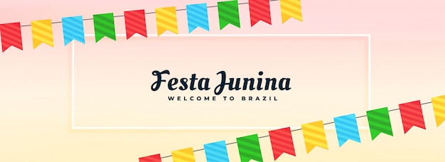 Festa junina banner with flags decoration