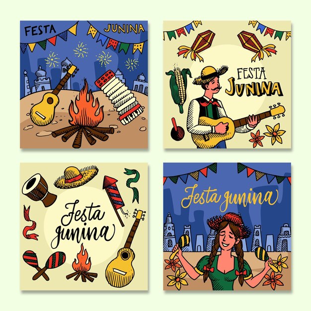 Festa junina card collection template