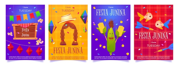 Festa junina cartoon flyers party template