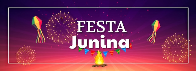 Festa junina celebration fireworks banner