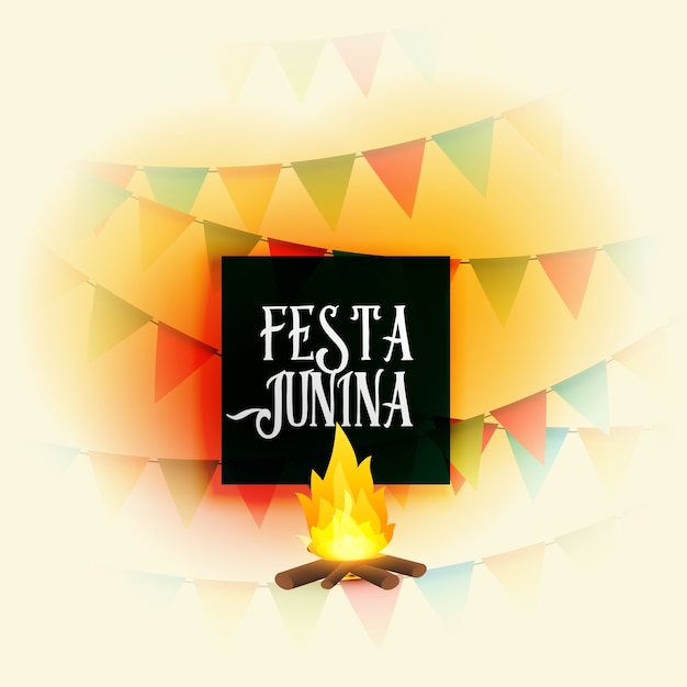 Free Vector festa junina design with bonfire