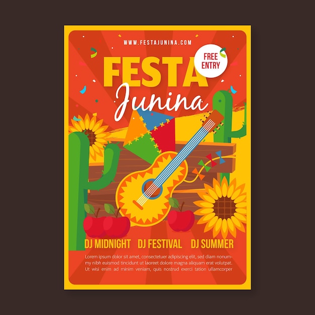 Festa junina flat design poster template